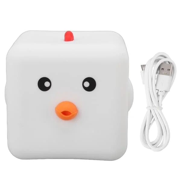 Fargerik kube kylling nattlampe USB-lading LED kube nattlampe med berøringssensor for amming barn søvnhjelp