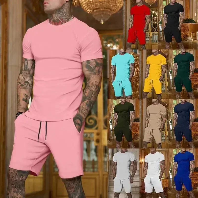 AliExpress - Ensemble de sport d'été décontracté et tendance pour homme, t-shirt respirant et short, ensemble deux pièces décontracté et élégant