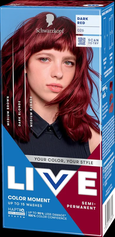 Schwarzkopf LIVE Color Moment 26 Dark Red (W) 026 Dark Red, Hår, Hårfarve, Toningsfarve
