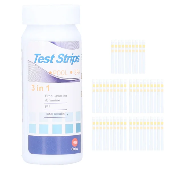 50 Strips 3 i 1 Spa Pool Vand Test Kit Fri Klor Brom pH Alkalinitet Test Papir