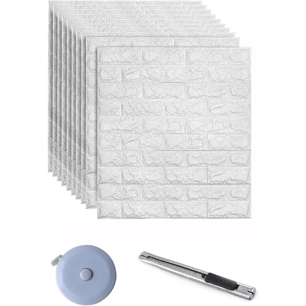 3D murstein tapet, 10 stk 3D murstein veggklistremerker, DIY selvklebende lydisolerende 3D skum veggtapet, For