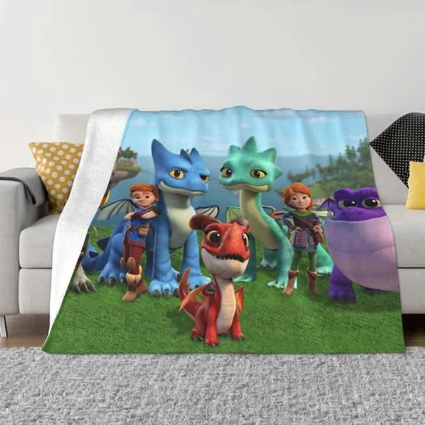 Dragons Rescue Riders Erittäin pehmeä mikrofleecetäkki sohvalle ja sängylle, ylellinen pehmoinen ja pörröinen täkki 40"X30&q-KDE47331