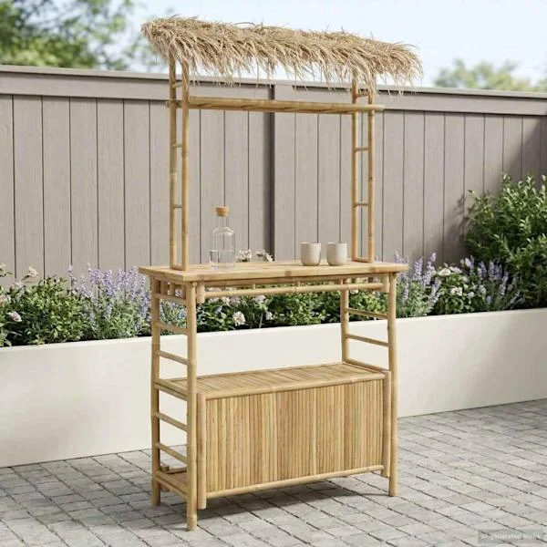 Utomhus Barbord Naturfärg 110 x 50 x 209 cm Bambus