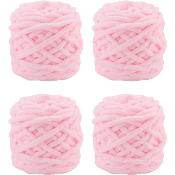 Garn 4x Garn for hekling, mykt tykt garn for garnprosjekter lys rosa