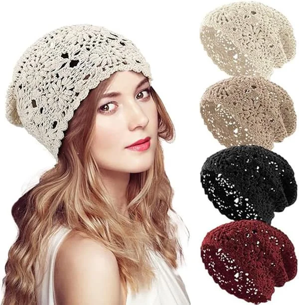 4 Hats - Crocheted Cotton Hat for Women - H& Knitted - Cotton Hat for Women Crocheted Hats