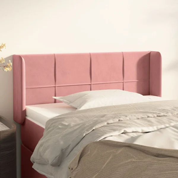 Sänggavel med kanter rosa 83x16x78/88 cm sammet