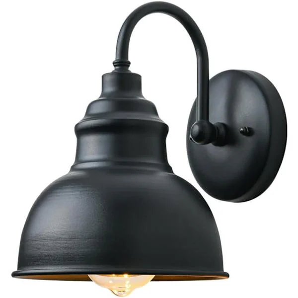 Vintage Vägglampa Gooseneck Barn Flat Light (Svart)
