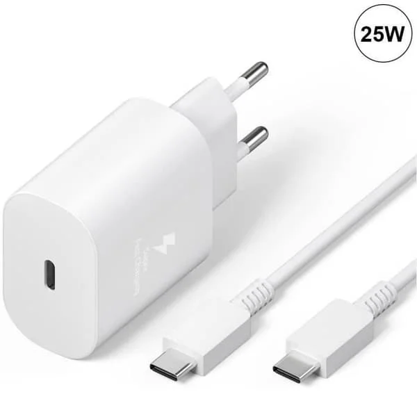 Snabb Laddare - E.F.CONNECTION - 25W - med 1M USB-C-kabel - för iPhone 17 Pro Max, 17 Pro, 17, iPhone 16, 16 Pro, 15 Pro - Vit