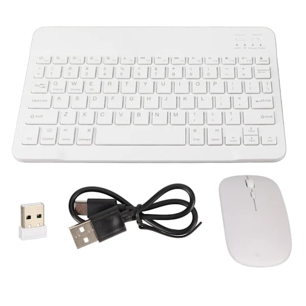 Trådlöst Bluetooth-tangentbord och mus-kombo bärbart set för PC Laptop Vit