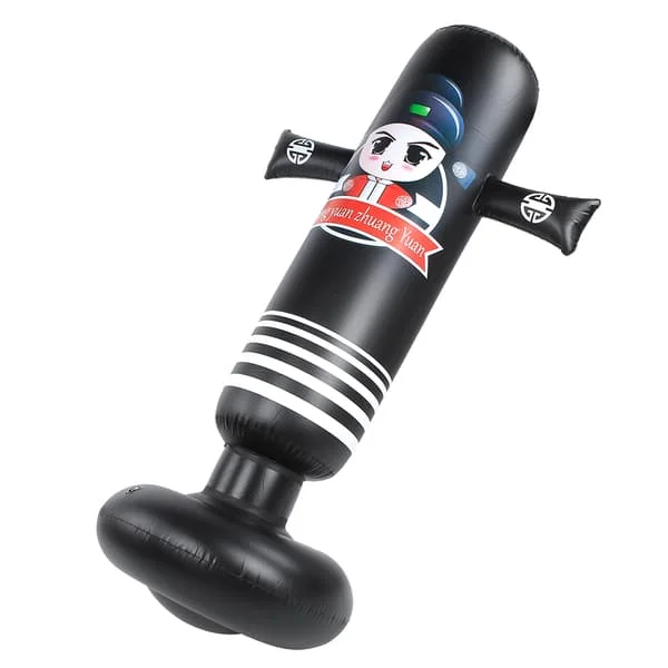 Uppblåsbar Boxningsställning Träningsboxningssäck PVC Stress Relief Tillbehör för Vuxna Svart 1.6m