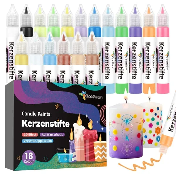 DIY textil 3D-fönstermålning för barn, nytt handmålat ljuspenna-set (18 färger)