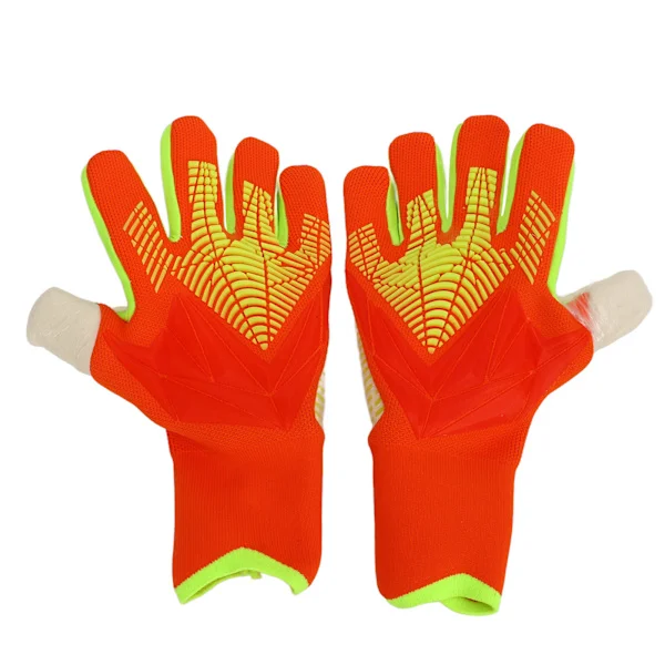 Skridsikre fodboldmålmandshandsker mænd kvinder latex nylon fingerbeskyttelse træning konkurrence orange størrelse 6