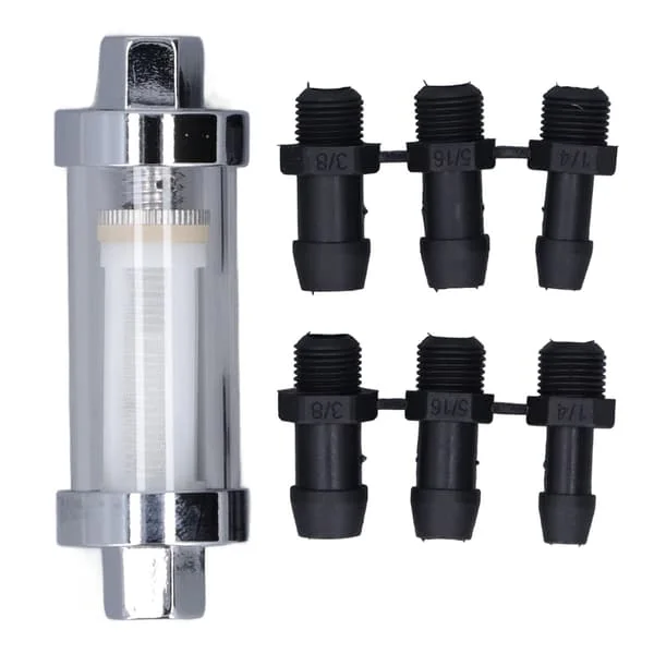 Bränslefilter Universal 3/8in 1/4in 5/16in Anslutning med 6st Kontaktstycken Ersättning för 9706
