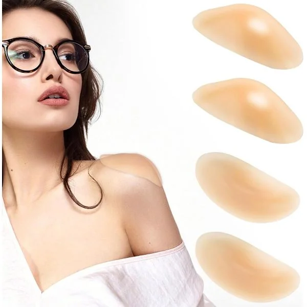 2 par silikone skulderpuder - usynlige skridsikre skulder push-up puder (beige)