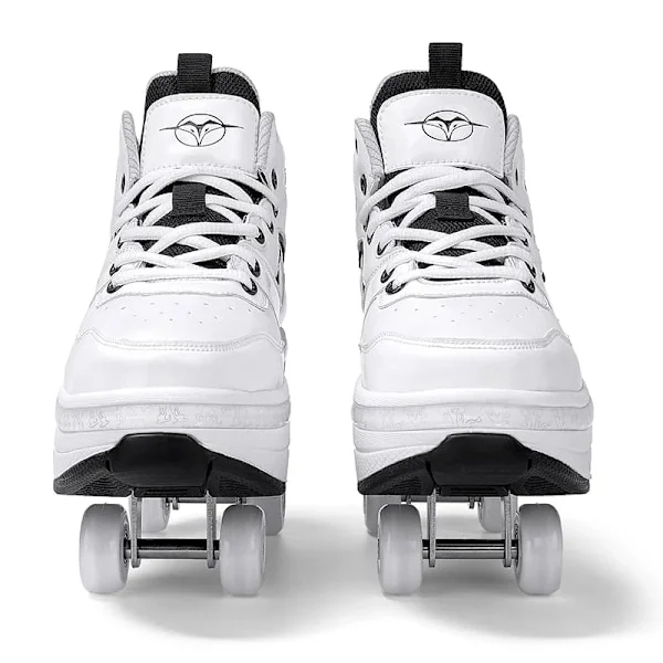 Unisex Youth Deformation Skating Shoes Four Wheels Rounds Of Roller Skate Shoes Casual Sneakers Deform Roller Shoes Aubur