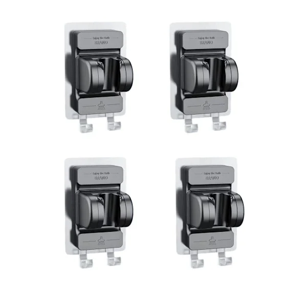 No Drill Dual Hook Shower Holder 4 Pack självhäftande ABS väggfäste justerbar vinkel tvättbar återanvändbar kompatibelt med internationella 1/2 tums a