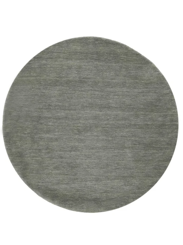 Plain (Single Colored) Small Handloom Rug - Dark Grey Ø 150 Wool