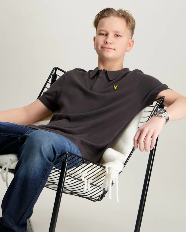 Lyle & Scott SS Knitted Polo Shirt Grå Genser Gutt - Kids Brand Store