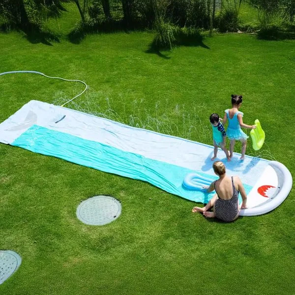 Rutschkanor 2 personers bubbelvattenrutschkana med 2 boogie boards Stor dubbel poolrutschkana för barn Vattenrutschkana för trädgården