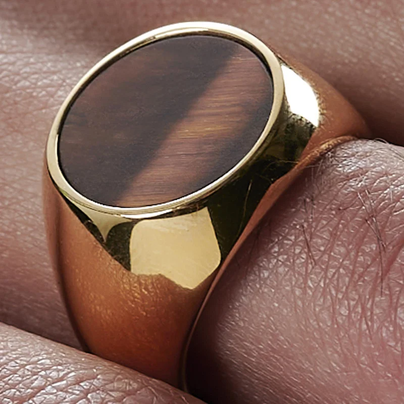 Lanty Gold-Tone Makt Ring for Men - Rings with stones