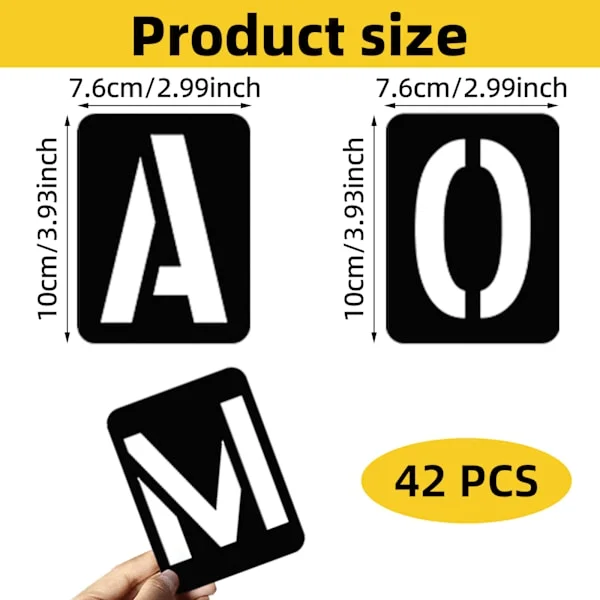 QD-42 Reusable Letter Stencils, Plastic Letter Stencils, Large Letter Font Stencils, Punctuation Mark Symbol Number Stencils for DIY