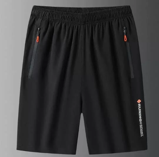 [LCS] Treningsshorts for menn med glidelåslommer Vaskbare bukser med høy stretch for fitness og treningsstudio - Xin Black