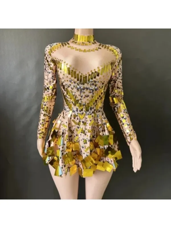 AliExpress - Nieuwe zomer hoge elastische vrouw jurk a-lijn lange mouw kostuum elegante avondfeest podium vestidos 7g