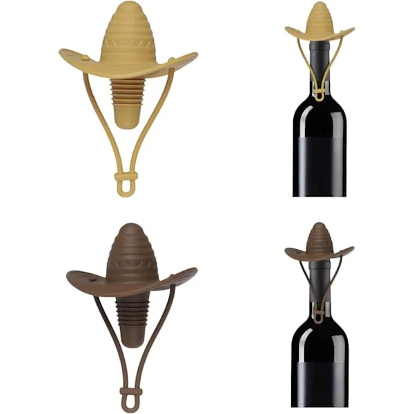 2-pakning Cowboyhatt Silikon Vinstopper, Dekorative Vinstoppere for Vinflasker, Flaskestopper med Sombrero-design, Vintilbehør, Vin gave
