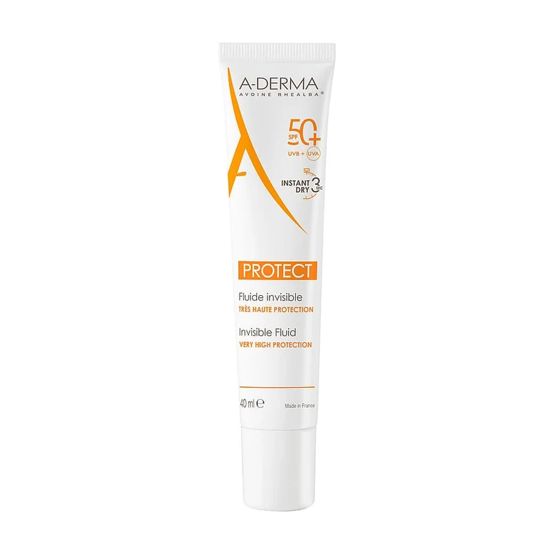 A-DERMA Protect Invisible Sun Fluid SPF50+ 40 ml, Hudpleje, Solcreme, Solcreme Til Ansigtet