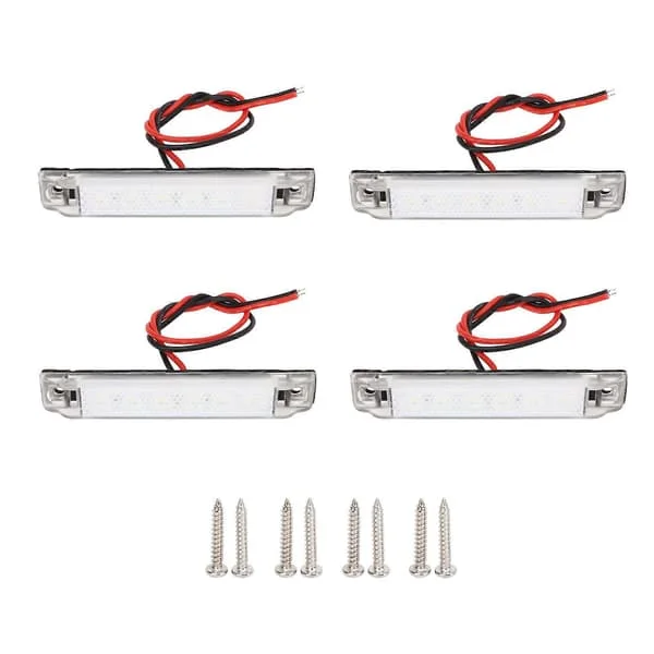 4 stk. 6LED Sidemarkeringslys 12V Navigasjonslysstripe for Yacht Kajakk Båt Tilhenger Campingvogn Buss Bobil
