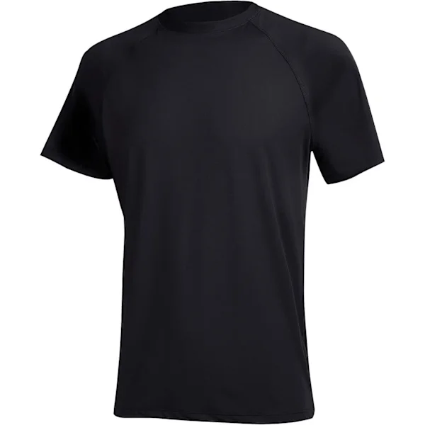 Men's Short Sleeve Quick Dry Swim Top Surf UV Sun Protection Swimsuit (Black) M Black black