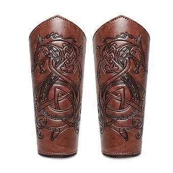 Medieval Leather Arm Guards Unisex Armband Costume Arm Cuffs Armor Bracelets for Costume FAS051BN1 Pair (FAS051BN1 Pair)