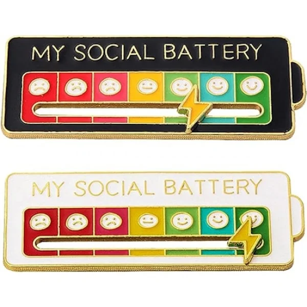 Sosial batteri-pin - Min sosiale batteri kreative reversnål, morsomme em