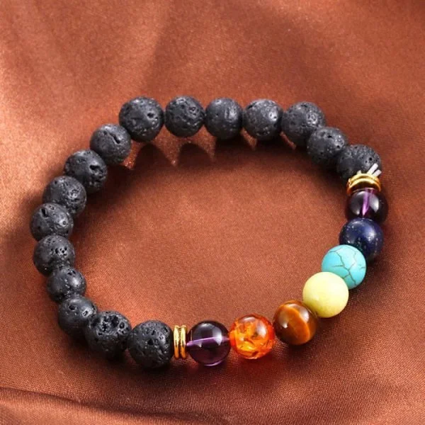 7 Chakra Healing Armband Beads Natural Lava Stone Diffuser Armband Smycken RWei1382