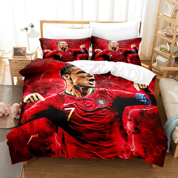 3D jalkapallotähti Ronaldo, Messi, Mbappe ja muita sarjoja painettu kolmiosainen setti kaksiosainen setti digitaalinen pussilakana tyynyliinasetti H