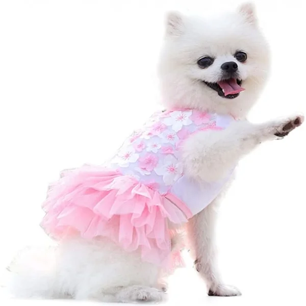 Dog Dress, Cute Summer Dress for Girl Puppy, Small Girl Dog Dress, Floral Summer Dress, Puppy Skirts Cat Costume (XS Size)