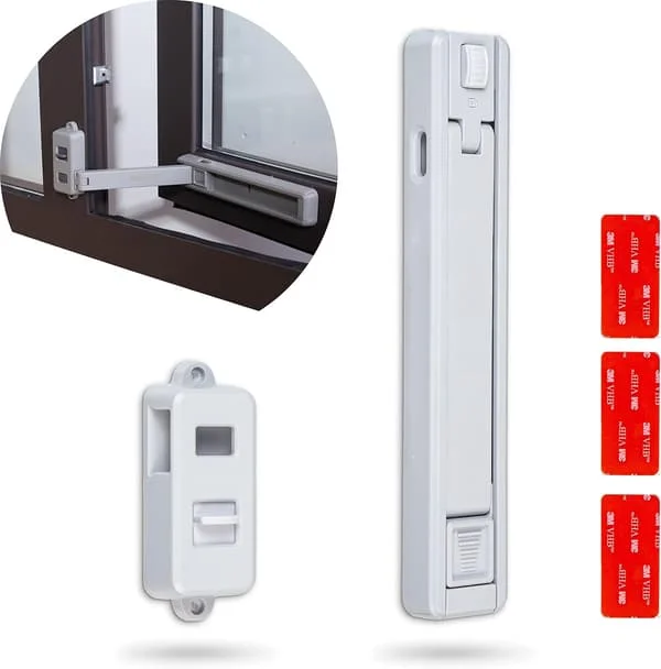Grå vinduslås for innadslående eller utadslående vinduer, tre, metall, UPVC-rammer, 3,5 cm brede rammer, sikkerhetslås