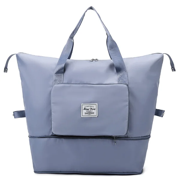 Sammenleggbar Reisesportsbag, Stor Kapasitet Sammenleggbar Sportsgym Bag, Lett Vanntett Bag Håndveske Håndbagasje Blå
