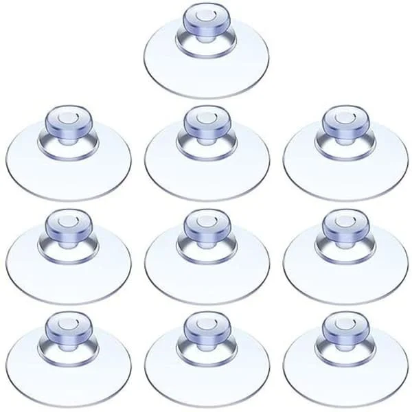 10 stycken sugkoppar, glasbord mini transparent små för olika släta ytor, glas, kakel, badrum, kök, PVC, utan krok (20mm)