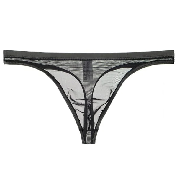 Men's G-string Transparent Mesh Slim Fit Transparent Thin Anti-septic Low Waist Pornographic Men's Underwear Men's Clothing-Perfet Black