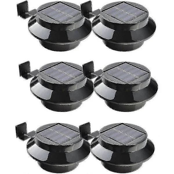 Paket med 6 Solcellsdrivna LED-lampor för Takränna, Staket, Tak, Takränna, Trädgård, Gräsmatta, Vägg, Svart