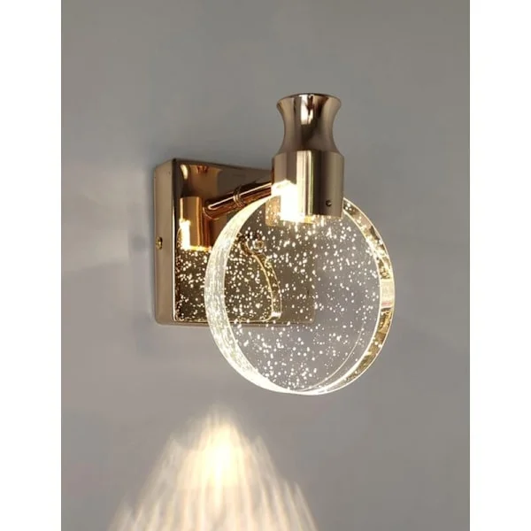 Krystall Vegglampe Nordisk Stil Luksus Kreativ Rund Vegglampe for Soverom Nattbord Sminkebord Rom Gull Liten