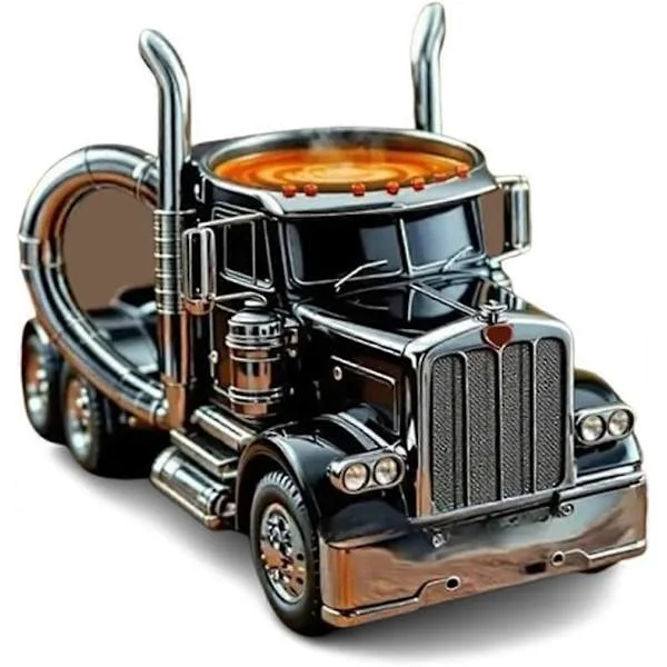[RM]Handmade Truck Coffee Mug, 33 cl Semitrailer-shaped Ceramic Coffee Cup, Truck Coffee Mugs, Unique Gift For Coffee and Truck Lovers [DB]