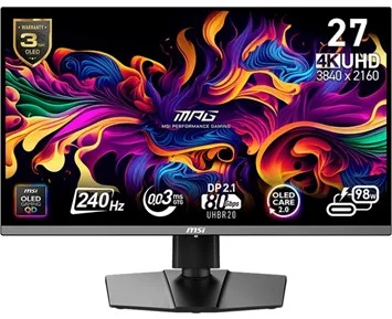 MSI MPG 272URX QD-OLED / 26.5 / 3840 x 2160 / 240 Hz / 0.03ms / 2xHDMI,DP,USB-C / G-Sync - 27tum 4K OLED-gamingskärm med 240 Hz uppdateringsfrekvens