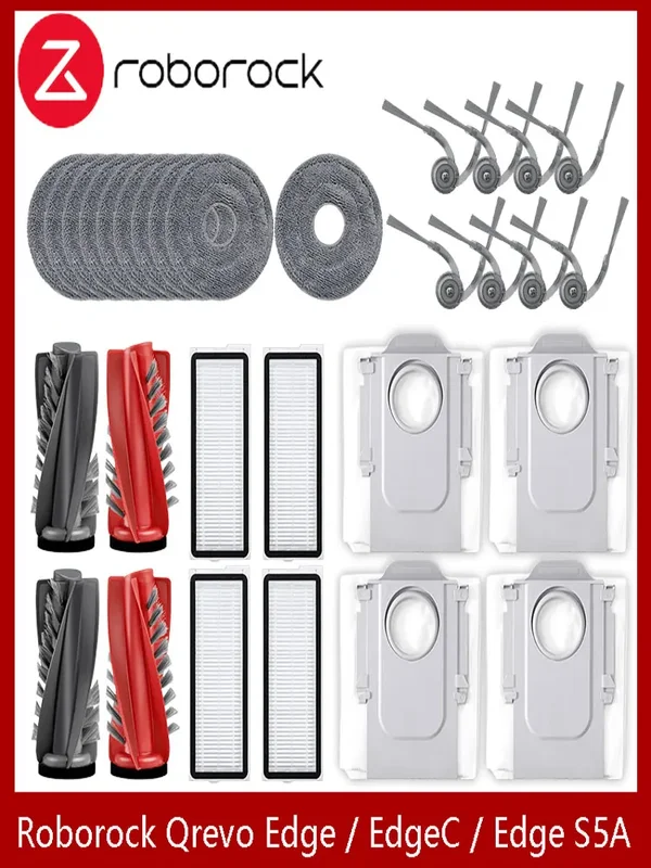 AliExpress - Passend für (Roborock Qrevo Edge / EdgeC / Edge S5A / 5V1 / Curv) Staubsaugerteile, Hauptwalze, Seitenbürste, Hepa-Filter, Mopptuch, 