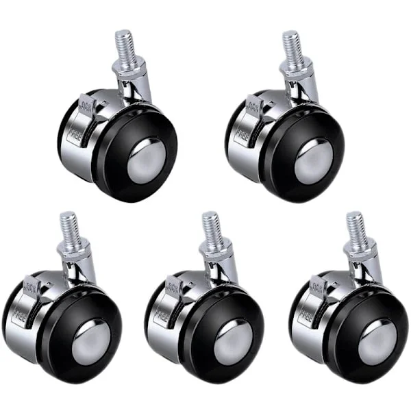 5-piece Series Flat Base Plate with Brake Wheels and Casters Used for Moving Coffee Tables, Desk Chairs, Cabinets, Drying Racks Black