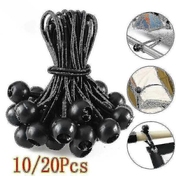 10st/20st Plastboll, Hög Gummisnodd, Rem, Trampolin, Tältbagage, Gummisnodd, Rem, Boll, Svart