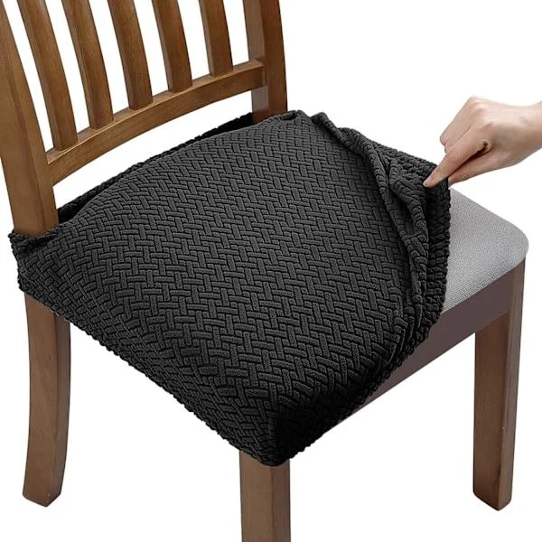 4 st Jacquard Stretch Stolsöverdrag Stolsitsöverdrag för Matsal, Avtagbara och Tvättbara
