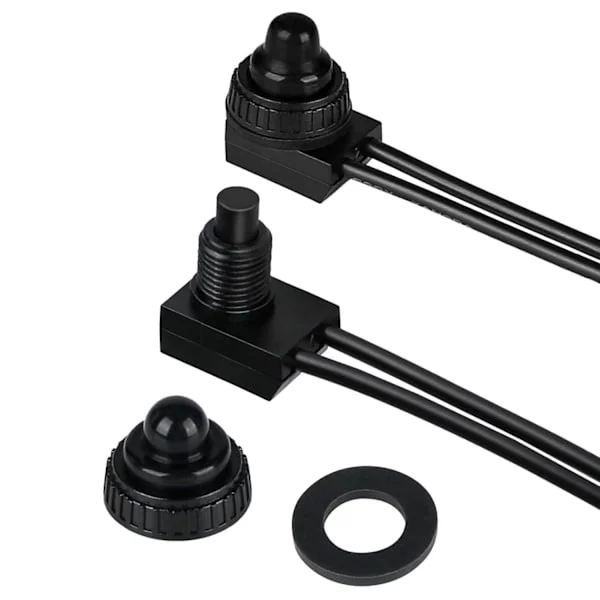 2 vanntette IP67 RV trykknappbrytere 12V PÅ/AV SPST-bryter ideell for bil, motorsykkel og baderomsvifte - holdbar, enkel installasjon KP-107-2