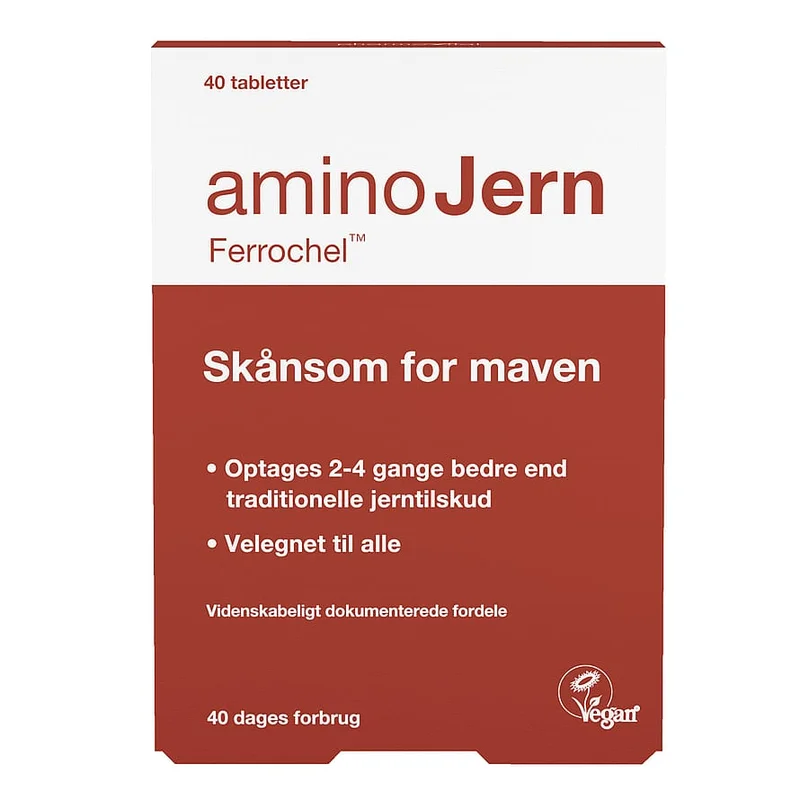 Spar 25% • Køb 2, Aminojern AminoJern 25 mg 40 tabl, Helse & Madvarer, Mineraler, Jern